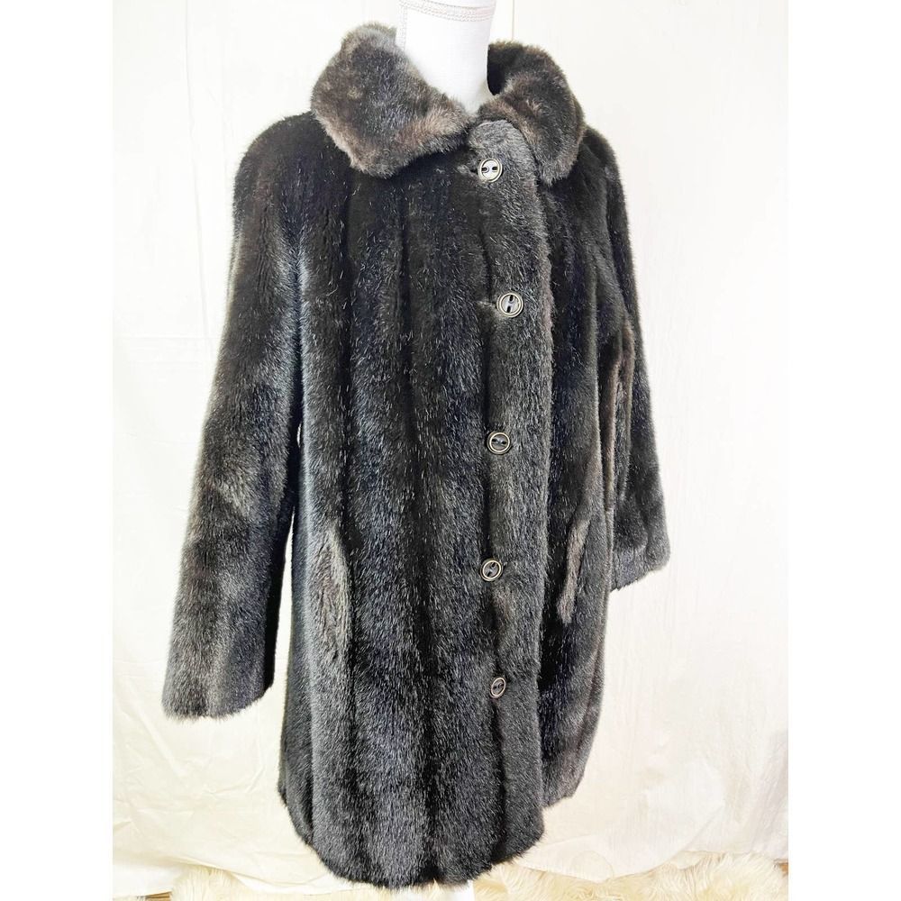 1960's Vintage Grandella Styled By Sportowne Faux Fur Button Up Coat